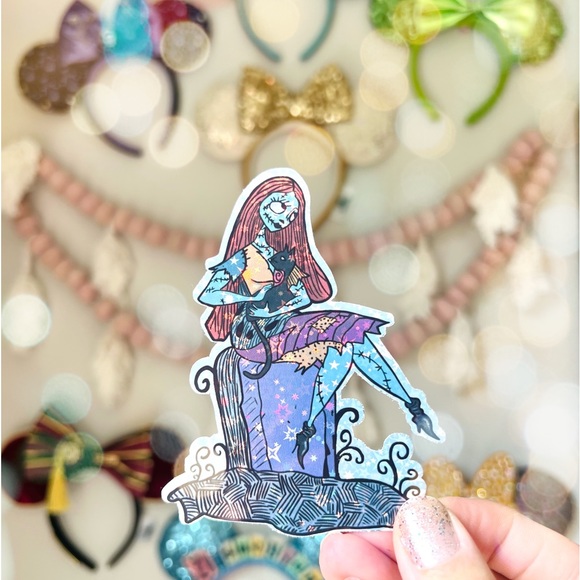 🤍🖤🎃 Zero pup nightmare before Christmas Halloween holographic glitter sticker - Picture 5 of 6